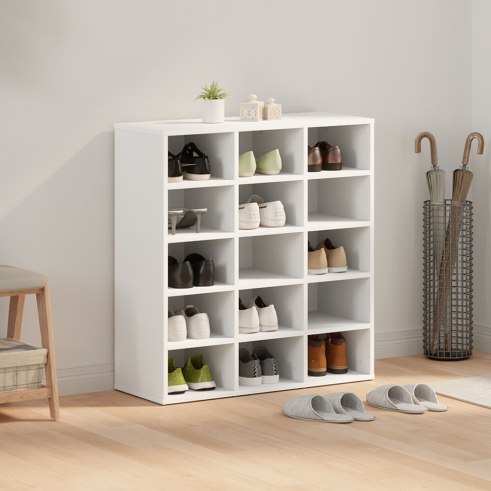 VidaXL Schoenenkast met plank met opslag Wit 103x30x51 cm Bewerkt hout