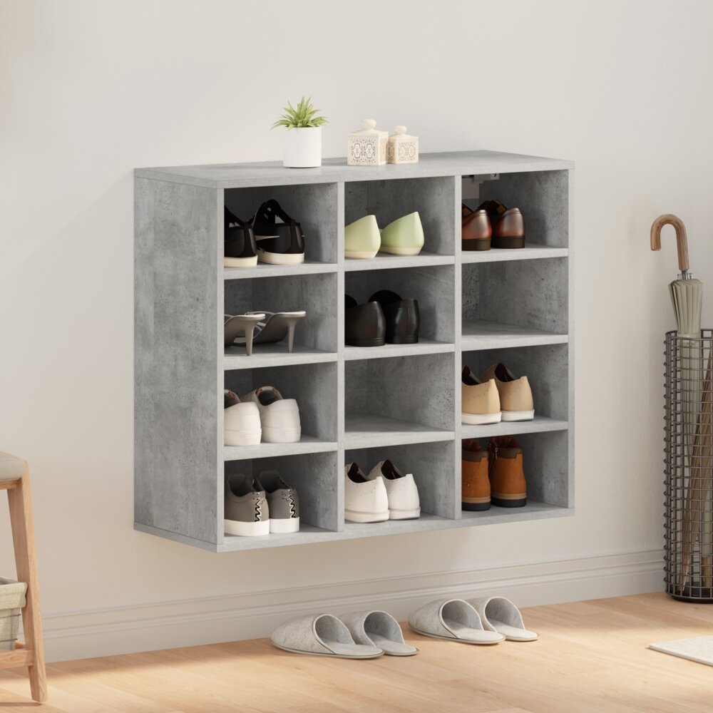 VidaXL Schoenenkast met plank Betongrijs 103x30x51 cm Bewerkt hout