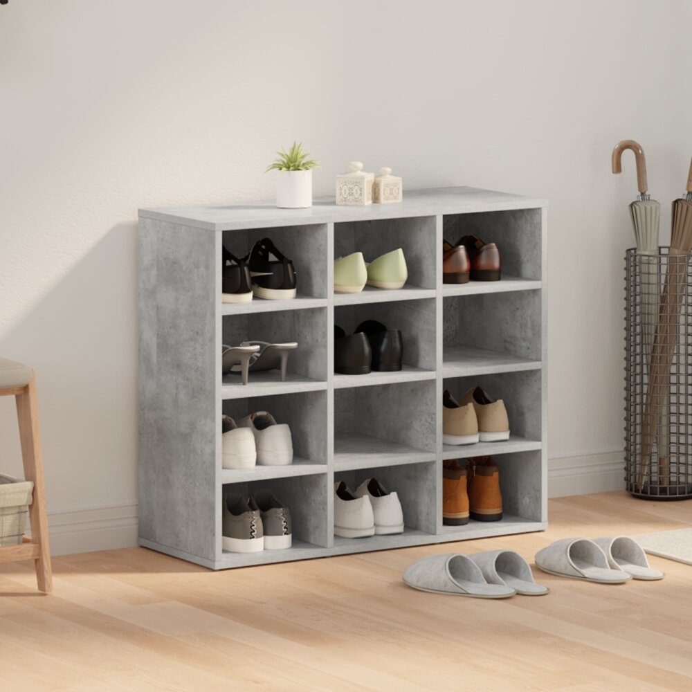 VidaXL Schoenenkast met plank Betongrijs 103x30x51 cm Bewerkt hout
