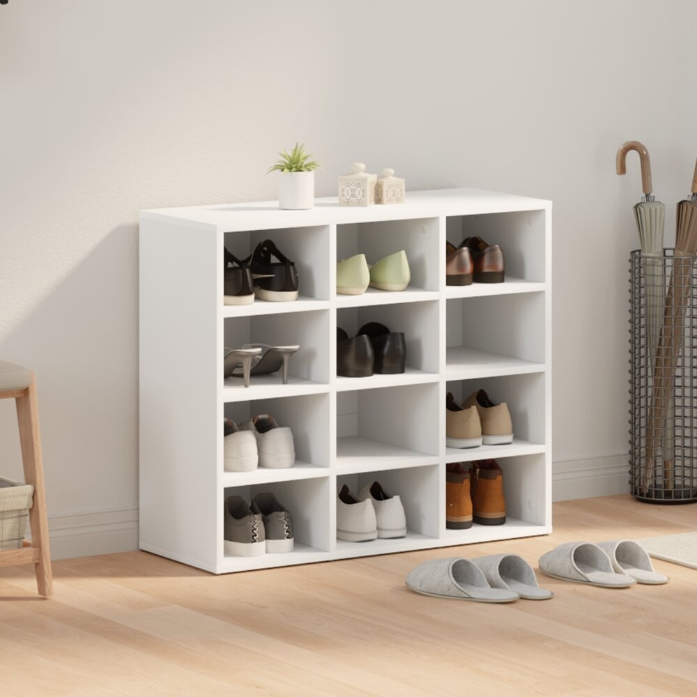 VidaXL Schoenenkast met plank met opslag Wit 103x30x51 cm Bewerkt hout