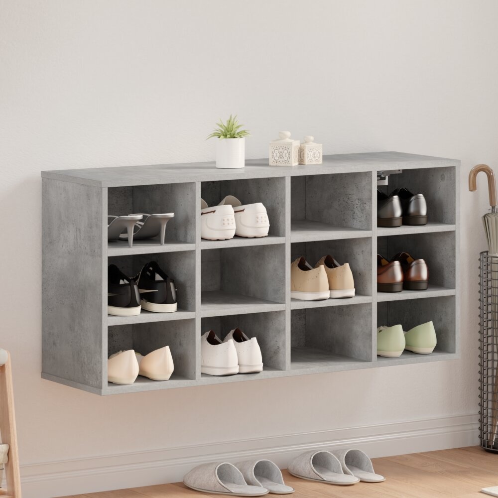 VidaXL Schoenenkast met plank Betongrijs 103x30x51 cm Bewerkt hout