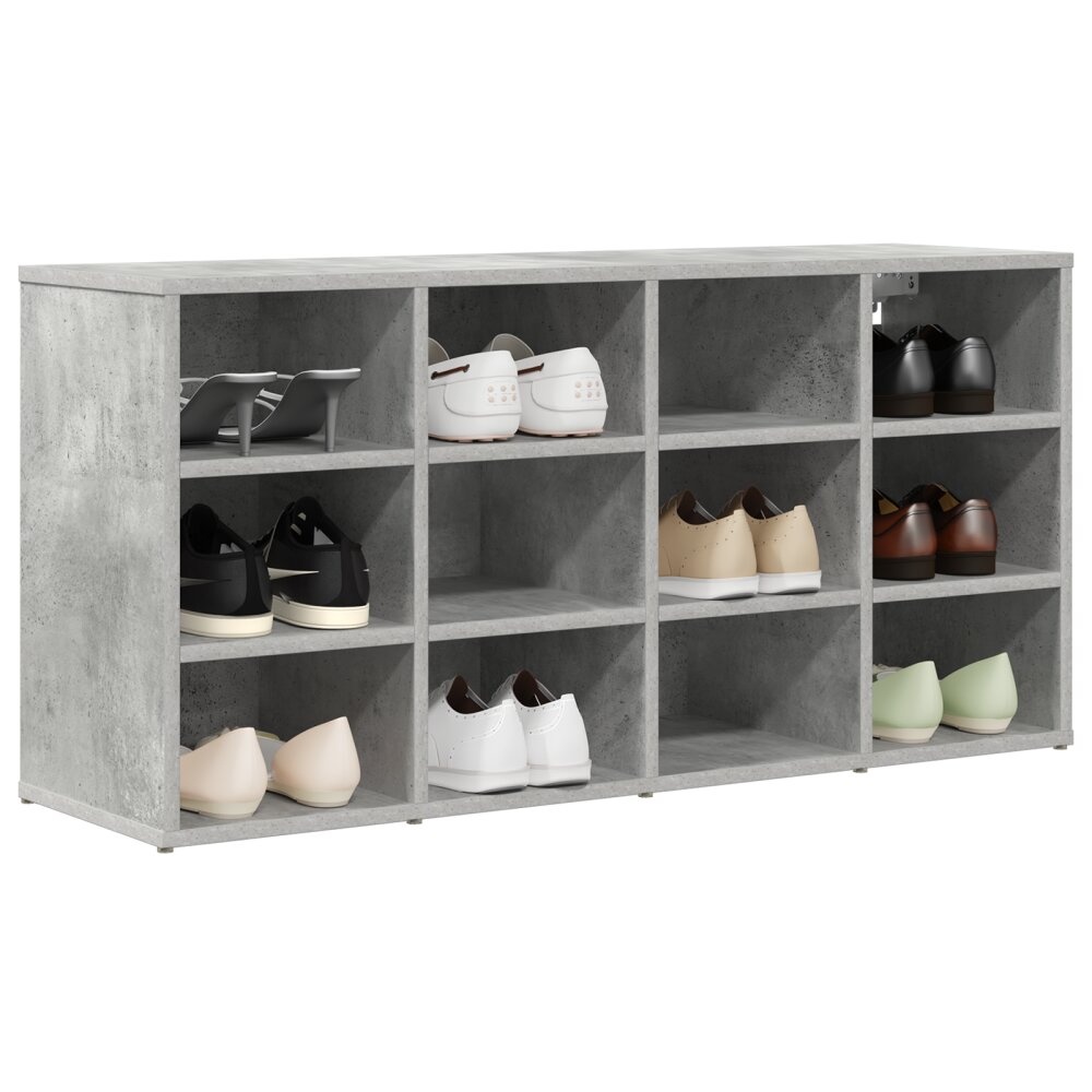 VidaXL Schoenenkast met plank Betongrijs 103x30x51 cm Bewerkt hout
