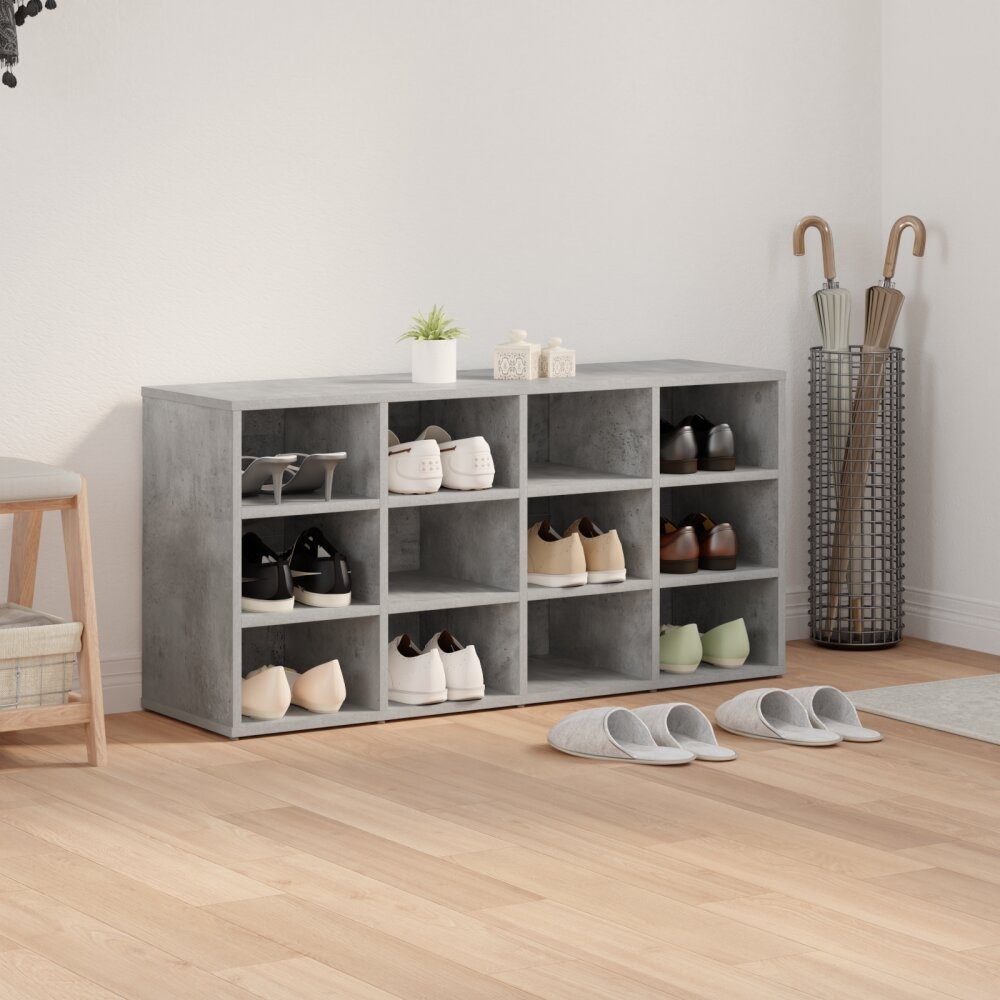 VidaXL Schoenenkast met plank Betongrijs 103x30x51 cm Bewerkt hout