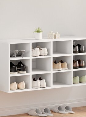 VidaXL Schoenenkast met plank met opslag Wit 103x30x51 cm Bewerkt hout