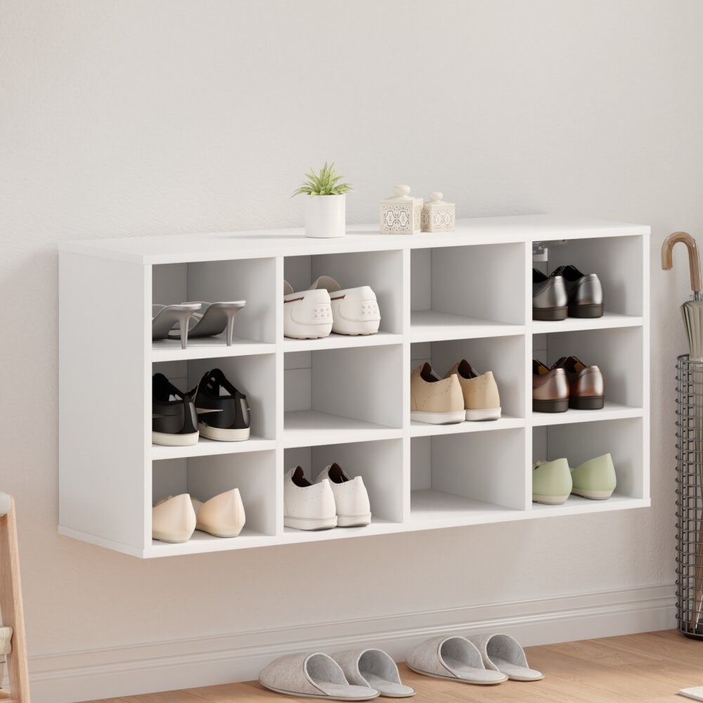 VidaXL Schoenenkast met plank met opslag Wit 103x30x51 cm Bewerkt hout
