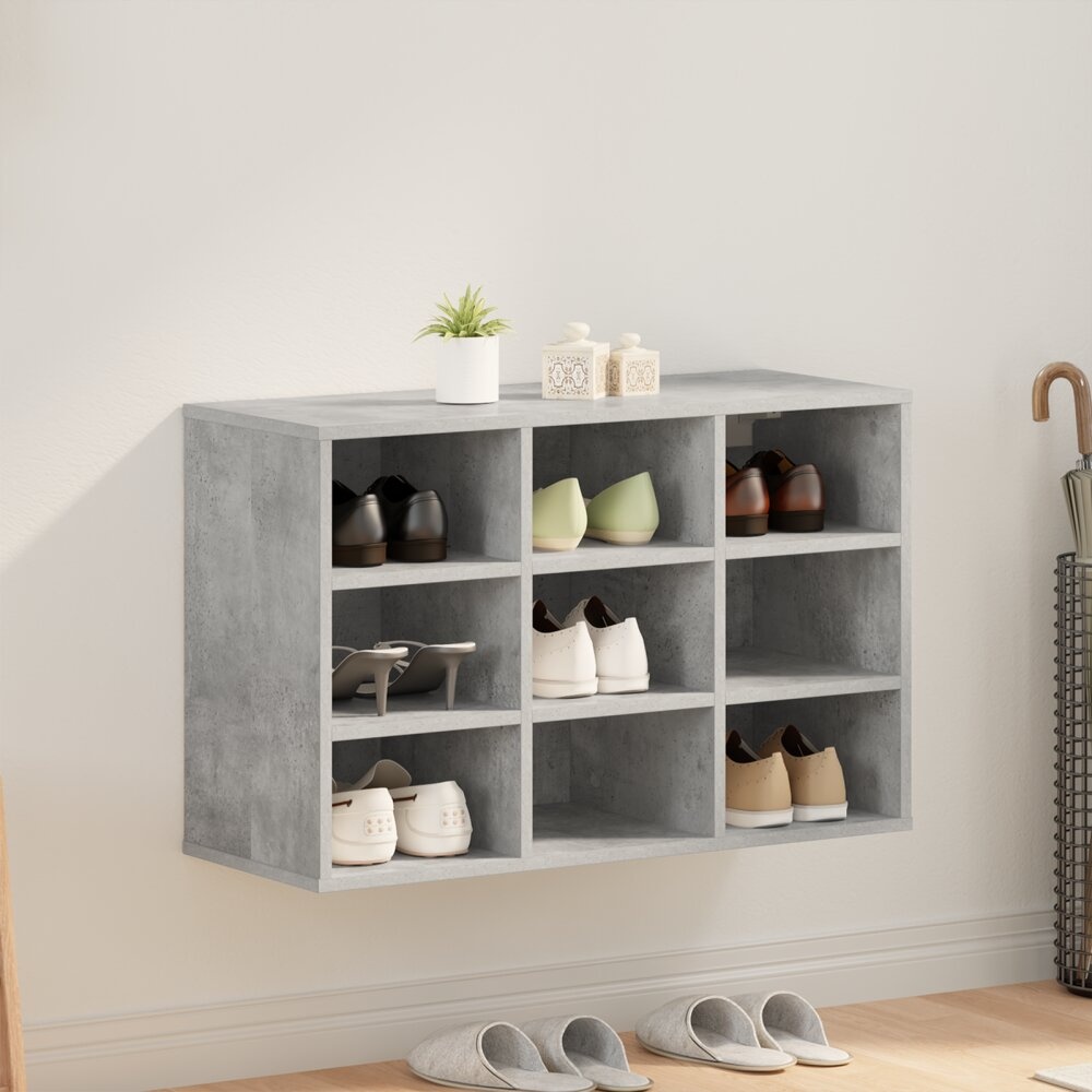 VidaXL Schoenenkast met plank Betongrijs 103x30x51 cm Bewerkt hout