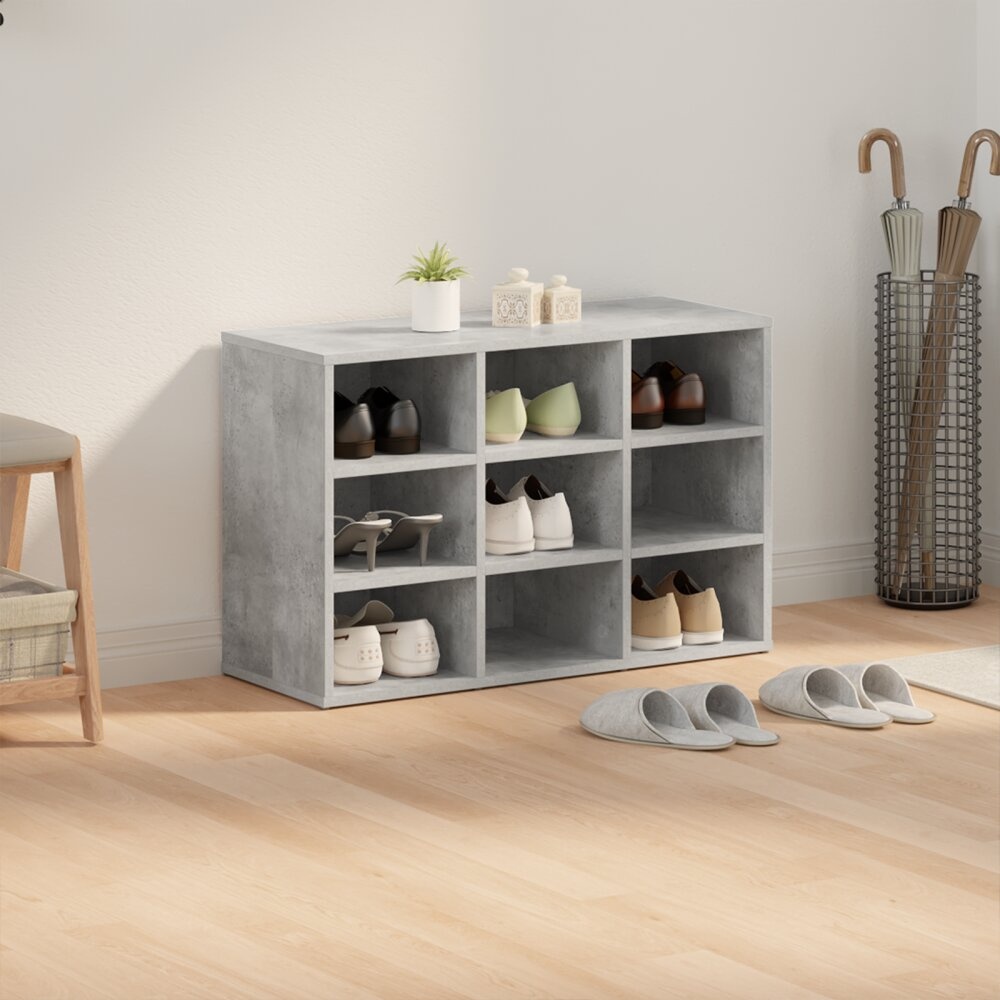 VidaXL Schoenenkast met plank Betongrijs 103x30x51 cm Bewerkt hout
