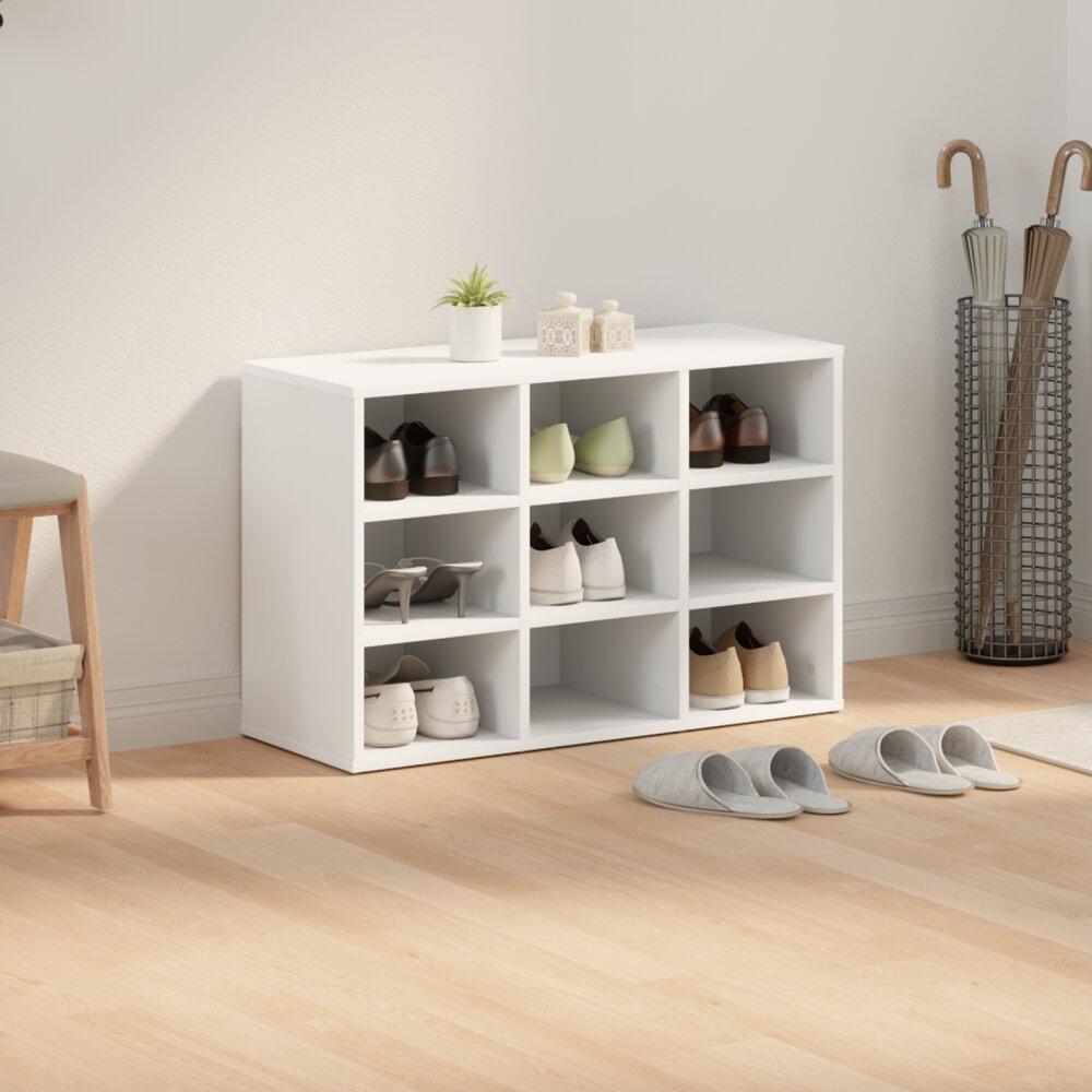 VidaXL Schoenenkast met plank met opslag Wit 103x30x51 cm Bewerkt hout