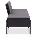 VidaXL 3-delige Loungeset met kussens poly rattan zwart