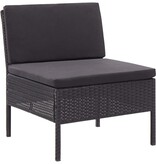 VidaXL 3-delige Loungeset met kussens poly rattan zwart