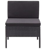 VidaXL 3-delige Loungeset met kussens poly rattan zwart