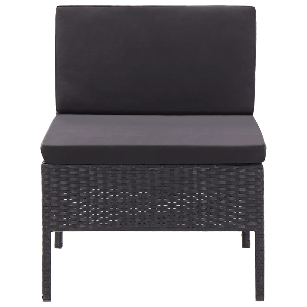 VidaXL 3-delige Loungeset met kussens poly rattan zwart