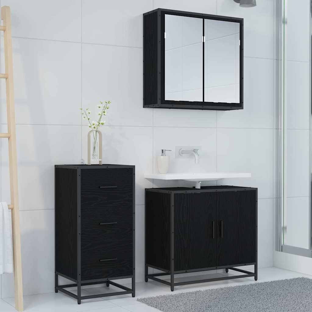 VidaXL Dressoir met lade Zwart eiken 35.5 x 35 x 76 cm Bewerkt hout