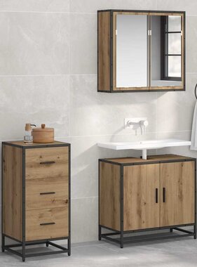 VidaXL Dressoir artisanaal eikenkleurig 35.5 x 35 x 76 cm Bewerkt hout