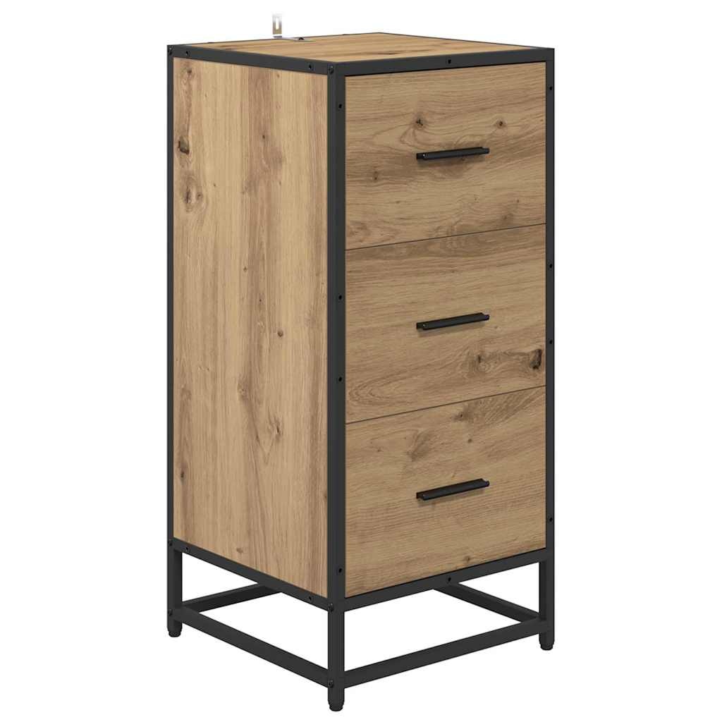 VidaXL Dressoir artisanaal eikenkleurig 35.5 x 35 x 76 cm Bewerkt hout