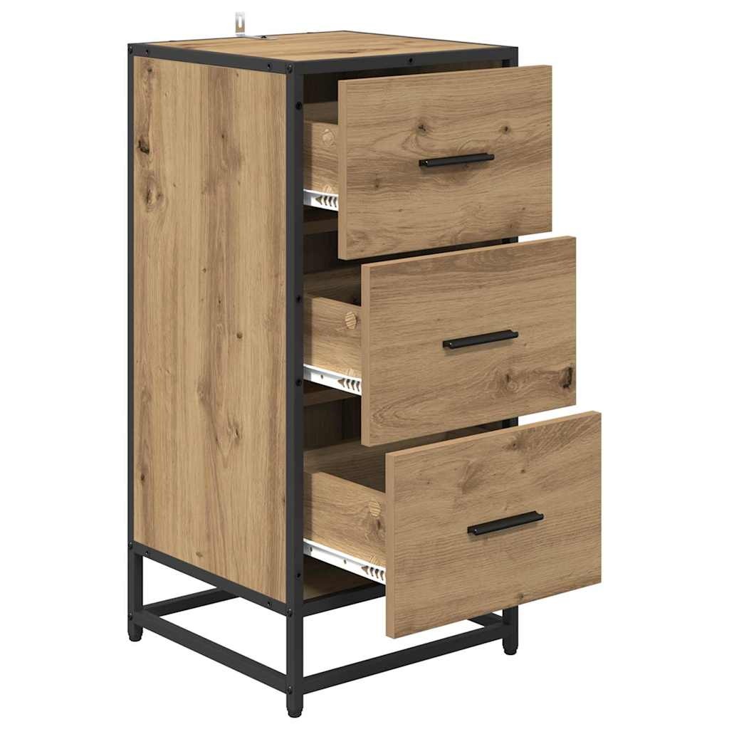 VidaXL Dressoir artisanaal eikenkleurig 35.5 x 35 x 76 cm Bewerkt hout
