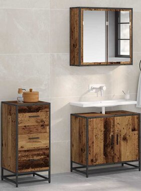 VidaXL Dressoir met lade Oud hout 35.5 x 35 x 76 cm Bewerkt hout