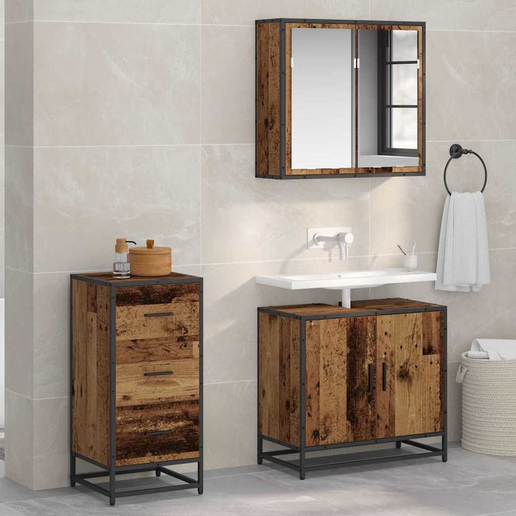 VidaXL Dressoir met lade Oud hout 35.5 x 35 x 76 cm Bewerkt hout