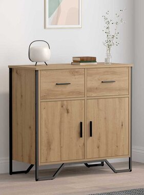 VidaXL Dressoir met lade artisanaal eikenkleurig 79.5 x 35.5 x 74.5 cm