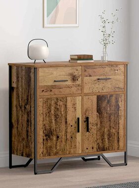 VidaXL Dressoir met lade Oud hout 79.5 x 35.5 x 74.5 cm Bewerkt hout