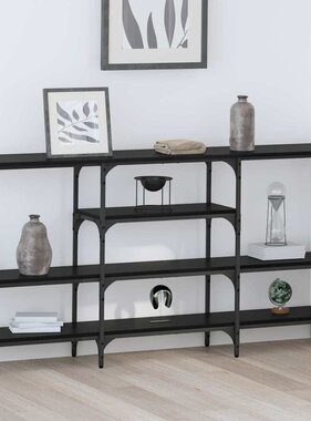 VidaXL Wandtafel met plank Zwart eiken 160 x 29 x 80 cm Bewerkt hout