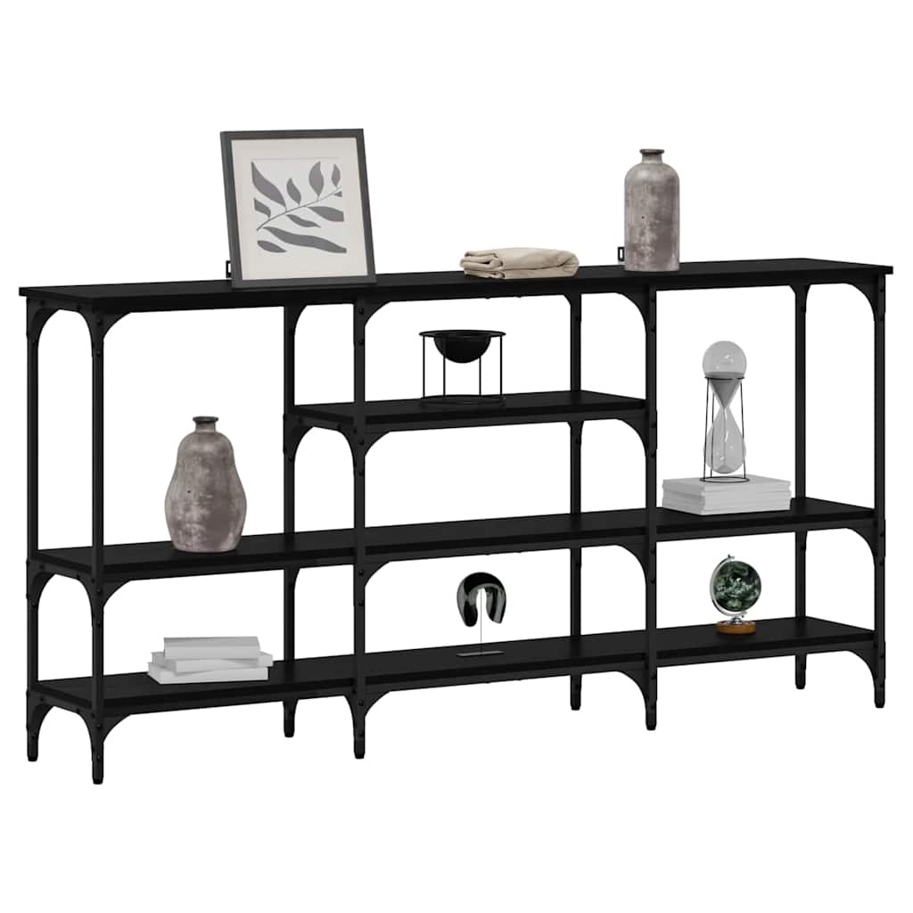 VidaXL Wandtafel met plank Zwart eiken 160 x 29 x 80 cm Bewerkt hout