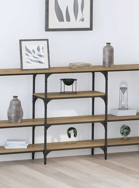 VidaXL Wandtafel artisanaal eikenkleurig 160 x 29 x 80 cm Bewerkt hout