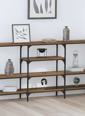 VidaXL Wandtafel met plank Oud hout 160 x 29 x 80 cm Bewerkt hout