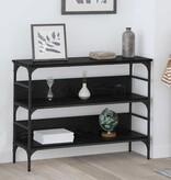 VidaXL Wandtafel met plank Zwart eiken 100 x 32 x 75 cm Bewerkt hout
