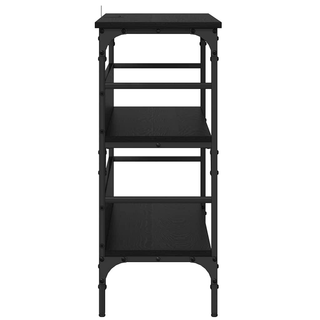 VidaXL Wandtafel met plank Zwart eiken 100 x 32 x 75 cm Bewerkt hout