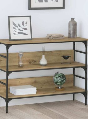 VidaXL Wandtafel artisanaal eikenkleurig 100 x 32 x 75 cm Bewerkt hout