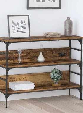 VidaXL Wandtafel met plank Oud hout 100 x 32 x 75 cm Bewerkt hout