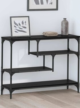 VidaXL Wandtafel met plank Zwart eiken 100 x 30 x 75 cm Bewerkt hout