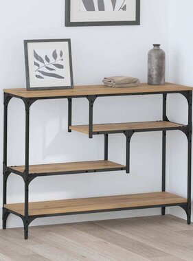 VidaXL Wandtafel artisanaal eikenkleurig 100 x 30 x 75 cm Bewerkt hout