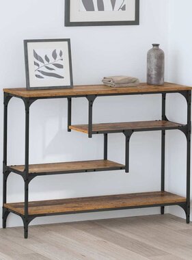 VidaXL Wandtafel met plank Oud hout 100 x 30 x 75 cm Bewerkt hout