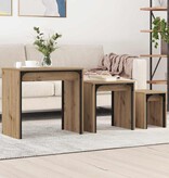 VidaXL Nesting Koffietafel 3 pcs artisanaal eikenkleurig