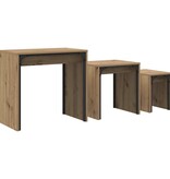 VidaXL Nesting Koffietafel 3 pcs artisanaal eikenkleurig