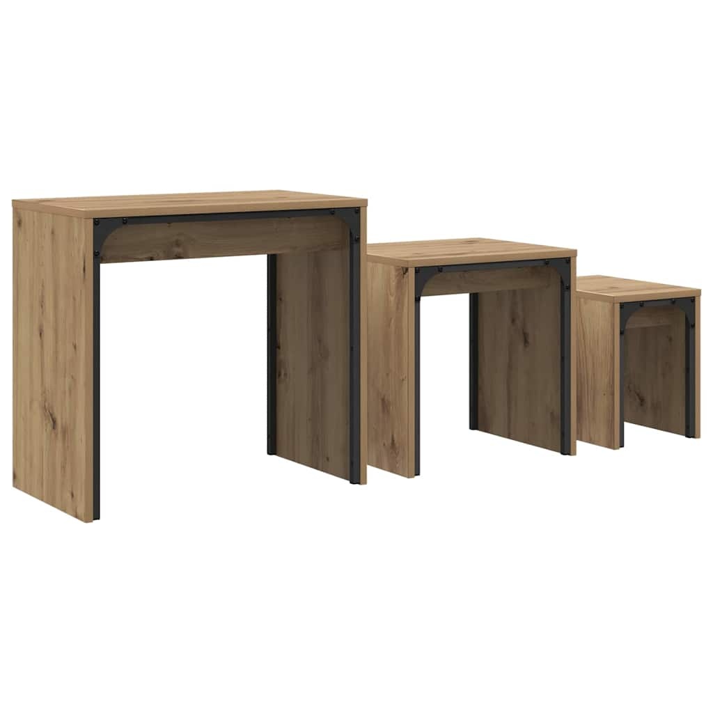 VidaXL Nesting Koffietafel 3 pcs artisanaal eikenkleurig