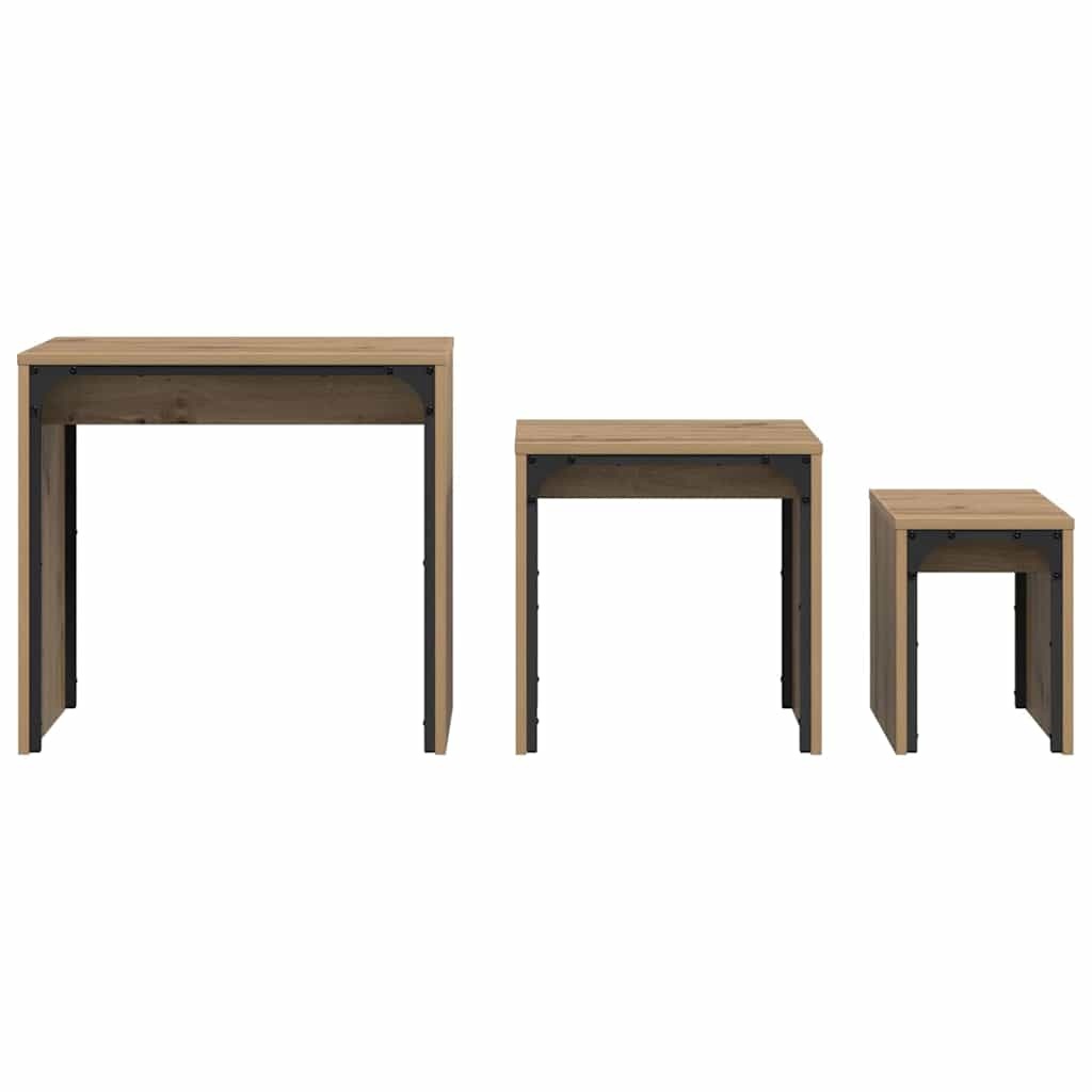 VidaXL Nesting Koffietafel 3 pcs artisanaal eikenkleurig