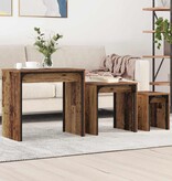 VidaXL Nesting Koffietafel 3 pcs Oud hout 60 x 35 x 56 cm Bewerkt hout