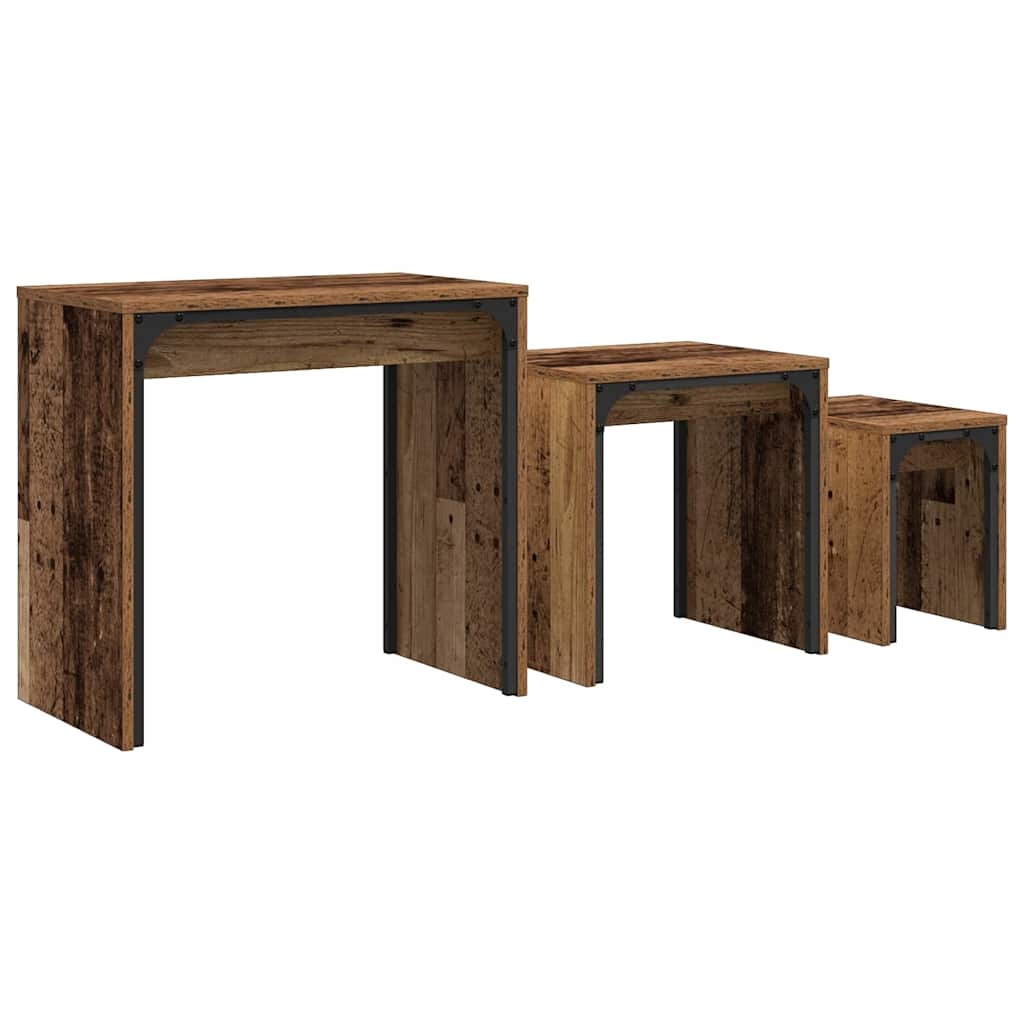 VidaXL Nesting Koffietafel 3 pcs Oud hout 60 x 35 x 56 cm Bewerkt hout