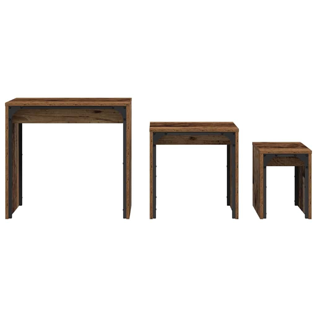 VidaXL Nesting Koffietafel 3 pcs Oud hout 60 x 35 x 56 cm Bewerkt hout