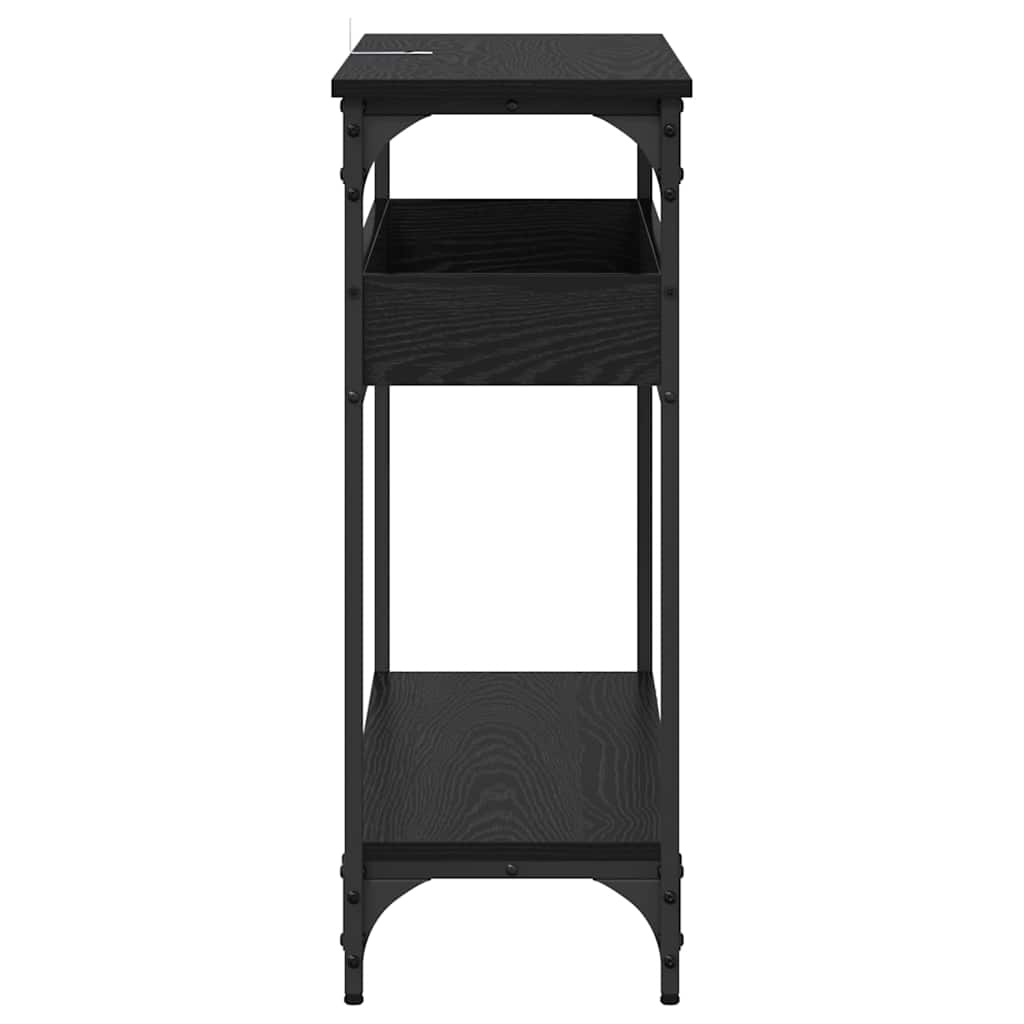 VidaXL Wandtafel met plank Zwart eiken 100 x 29 x 75 cm Bewerkt hout