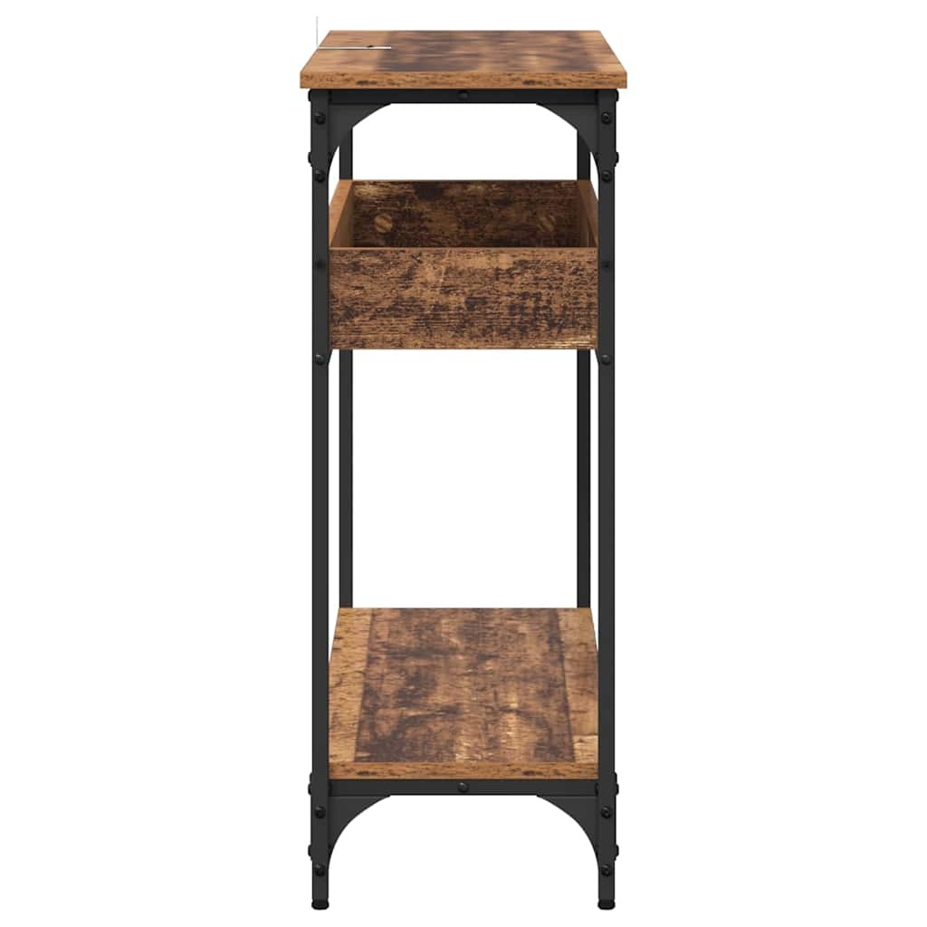 VidaXL Wandtafel met plank Oud hout 100 x 29 x 75 cm Bewerkt hout