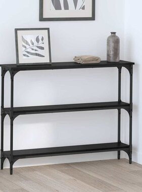 VidaXL Wandtafel met plank Zwart eiken 100 x 22.5 x 75 cm Bewerkt hout