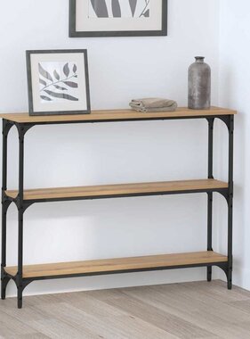 VidaXL Wandtafel met plank artisanaal eikenkleurig 100 x 22.5 x 75 cm