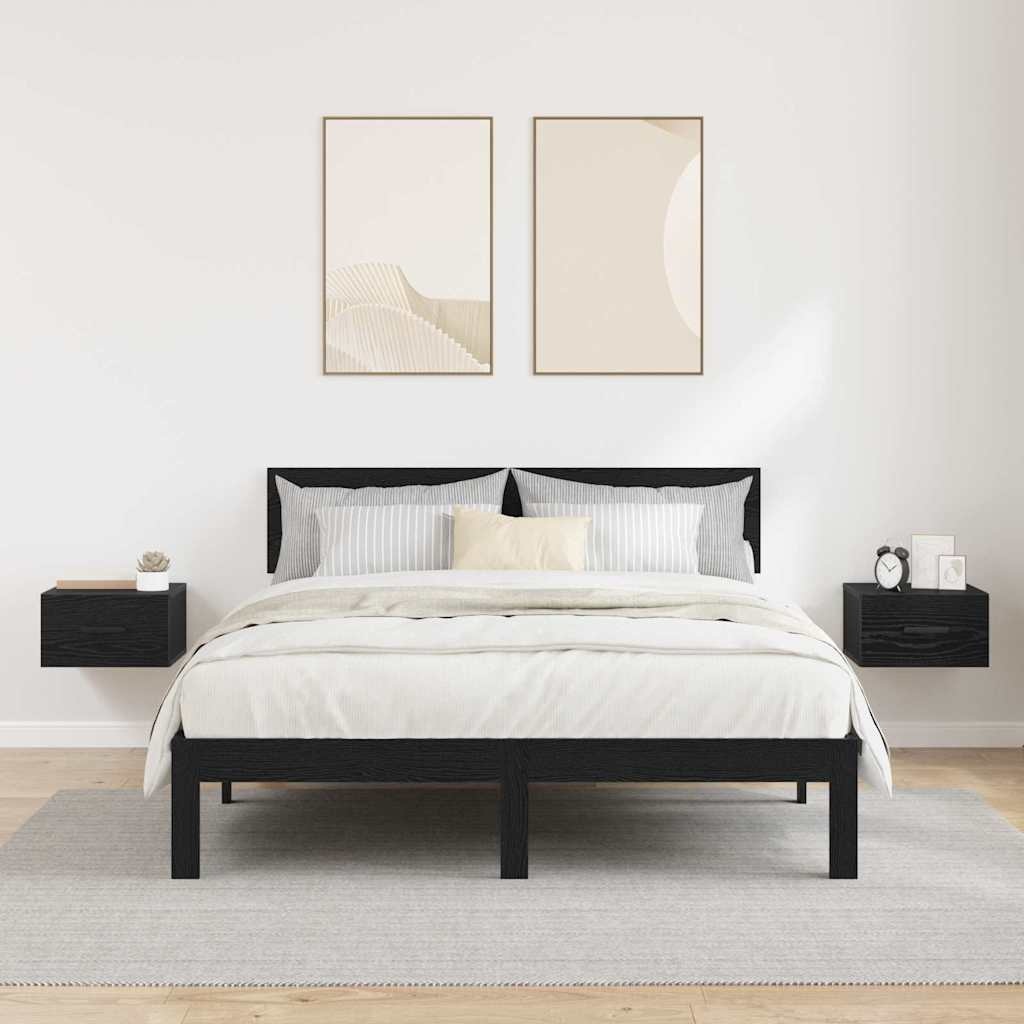 VidaXL Nachtkastje 2 pcs Zwart eiken 35 x 35 x 20 cm Bewerkt hout