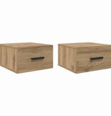 VidaXL Nachtkastje 2 pcs artisanaal eikenkleurig 35 x 35 x 20 cm