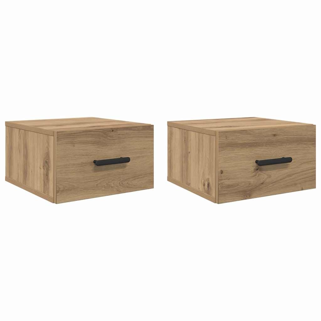 VidaXL Nachtkastje 2 pcs artisanaal eikenkleurig 35 x 35 x 20 cm