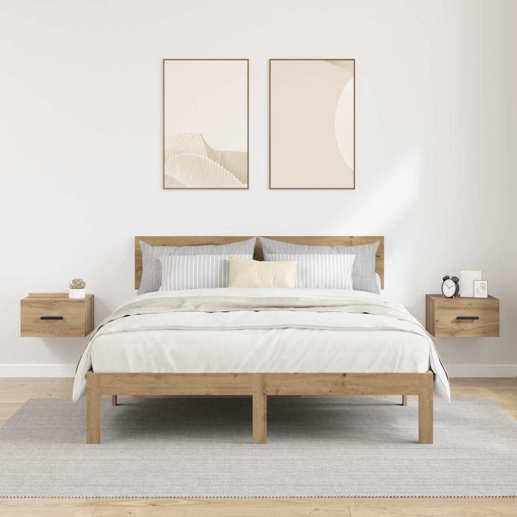 VidaXL Nachtkastje 2 pcs artisanaal eikenkleurig 35 x 35 x 20 cm